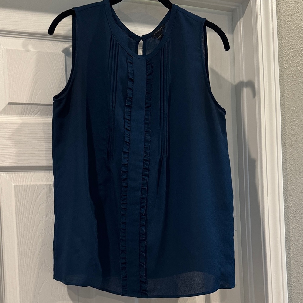 Ann Taylor Elegant Teal/Navy Sleeveless Top